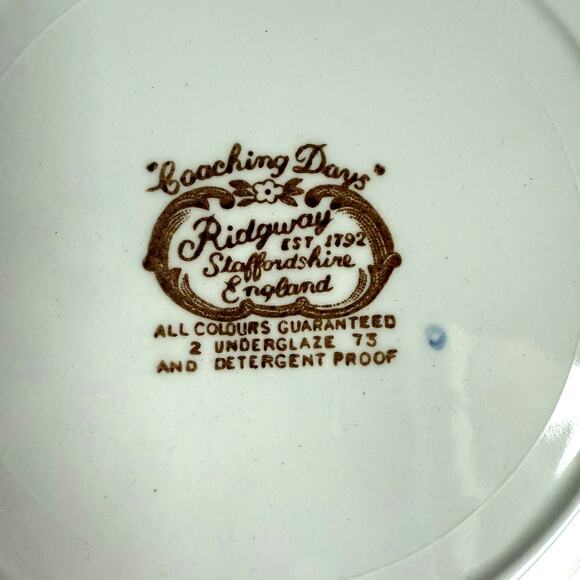 Ridgway Staffordshire Coaching Days Plate Vintage Brown Transferware 7.5” - Picture 4 of 9
